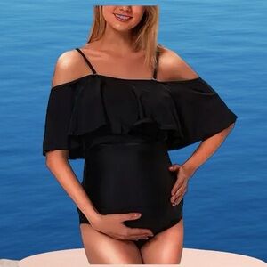 Jinyong Black Maternity one piece swimsuit Small NWT